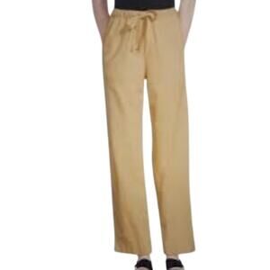 Vince Hemp Cotton Tie-Front Pull-On Pants Honey Yellow Small